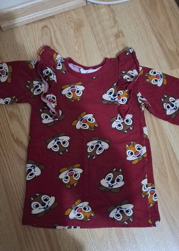 Bordo Baskılı Kız Çocuk Uzun Kollu Tişört - Görsel 2