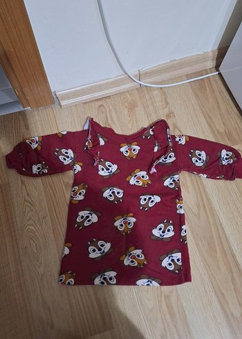 Bordo Baskılı Kız Çocuk Uzun Kollu Tişört - Görsel 4