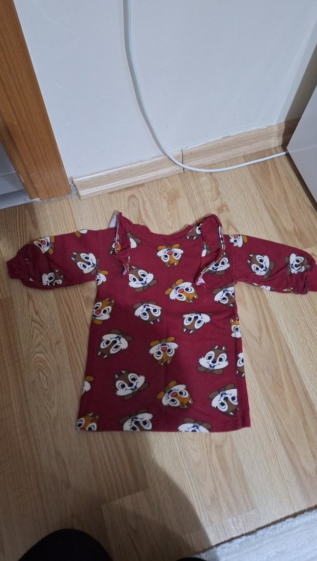 Bordo Baskılı Kız Çocuk Uzun Kollu Tişört - Görsel 4