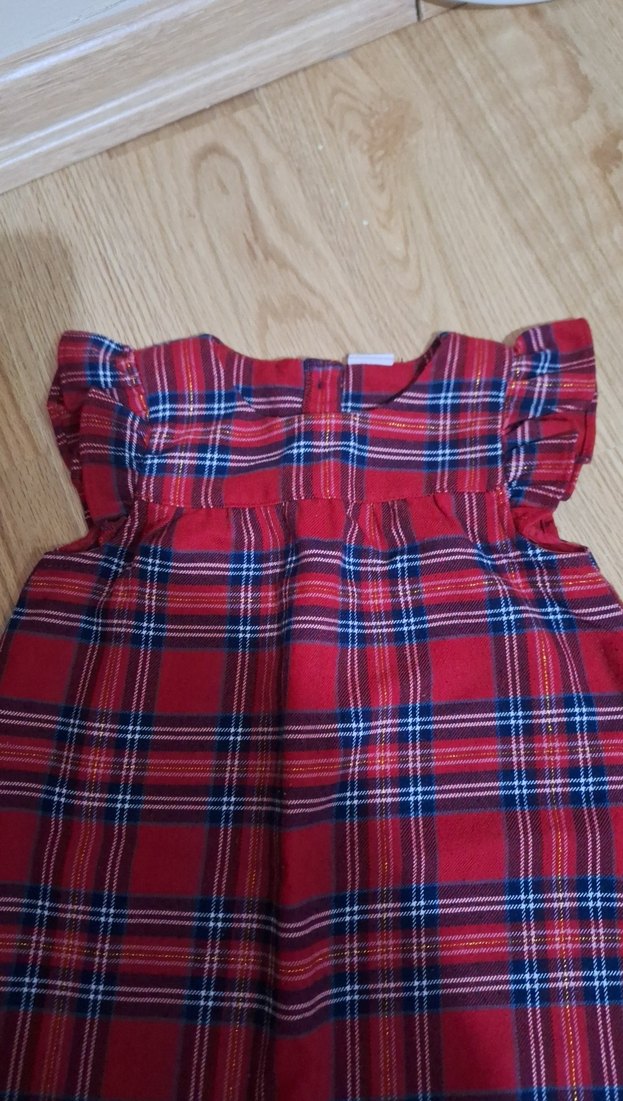 Kız Çocuk Renkli Kareli Fırfırlı Elbise - Görsel 3