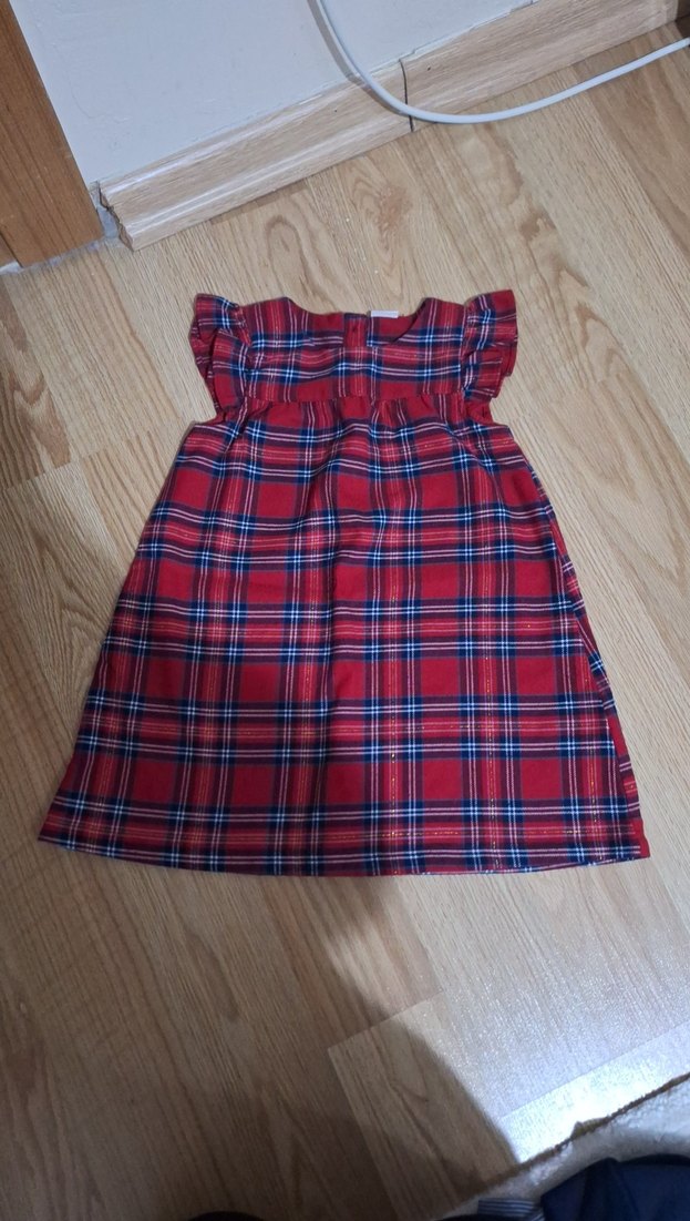 Kız Çocuk Renkli Kareli Fırfırlı Elbise - Görsel 2