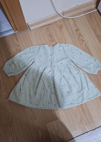 Kız Çocuk Yeşil Uzun Kollu Pamuklu Elbise - Görsel 3