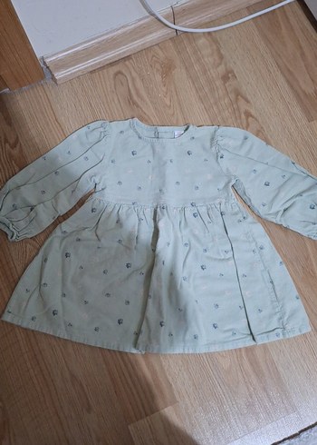 Kız Çocuk Yeşil Uzun Kollu Pamuklu Elbise - Görsel 2