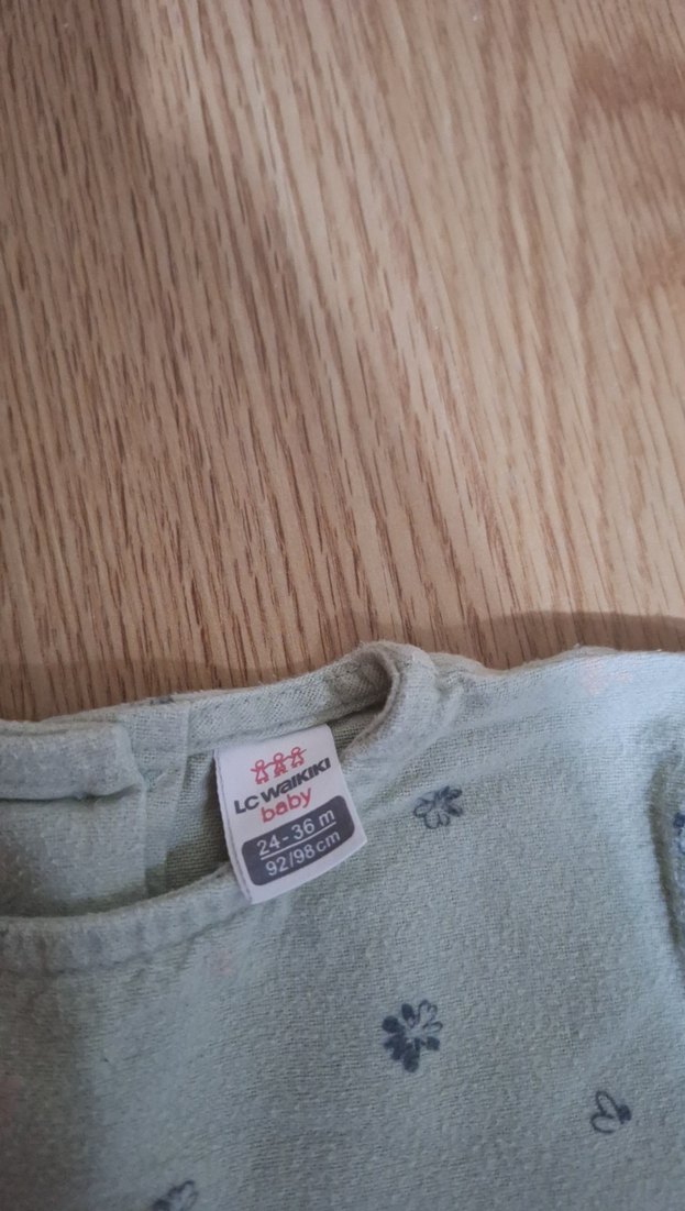 Kız Çocuk Yeşil Uzun Kollu Pamuklu Elbise - Görsel 4