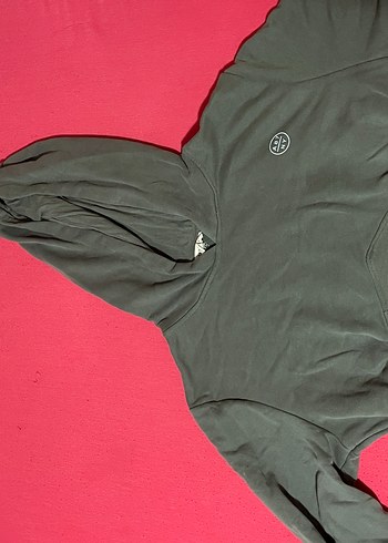 Gri Kapüşonlu crop Kadın Sweatshirt