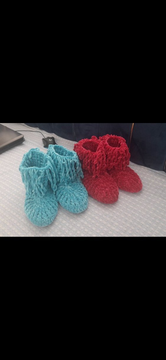 Kızlar için Mor Örgü Sıcak Ev Terliği - Görsel 2