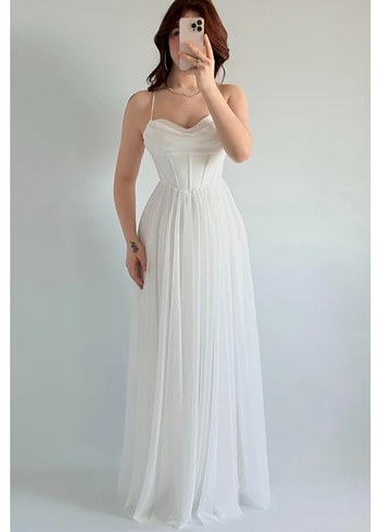 elsa simli beyaz abiye - Görsel 5