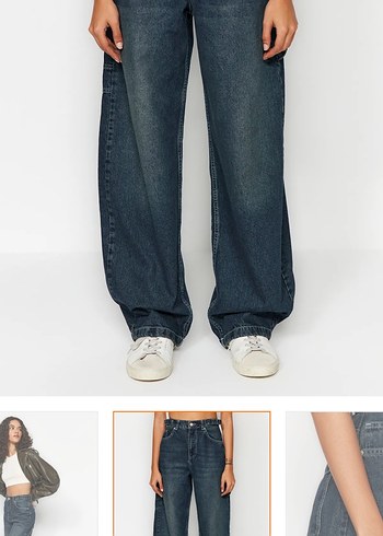 Lacivert baggy jean - Görsel 4