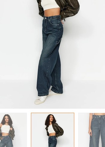 Lacivert baggy jean - Görsel 3