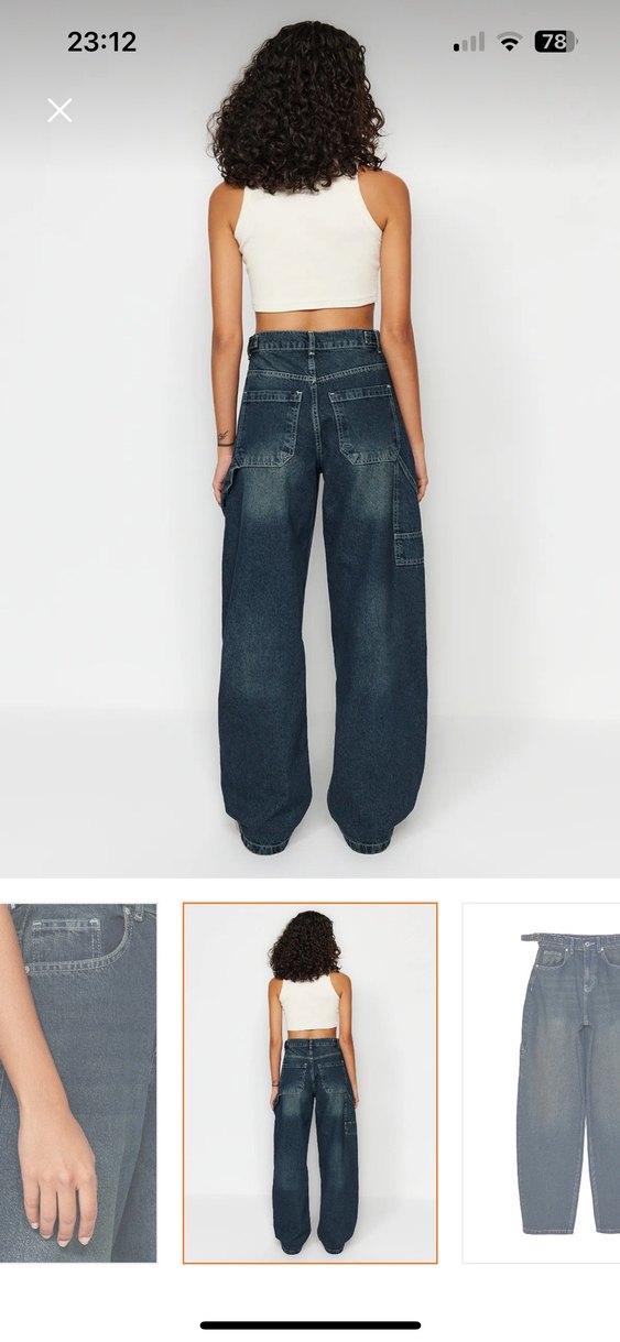 Lacivert baggy jean - Görsel 5