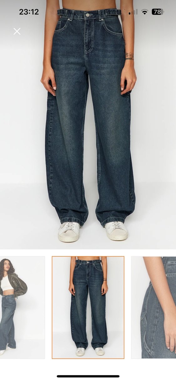 Lacivert baggy jean - Görsel 4