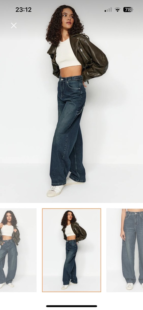 Lacivert baggy jean - Görsel 3