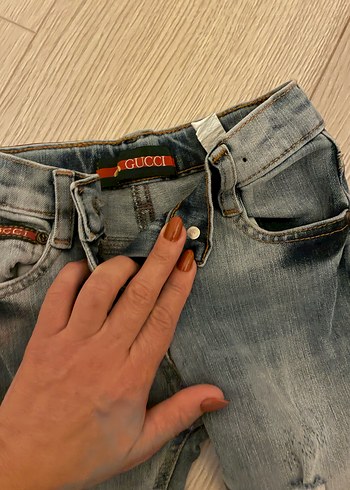 Gucci KızÇocuk Gri Denim Pantolon