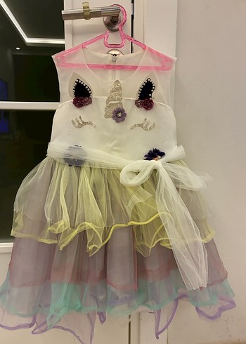 Unicorn kız Çocuk Çok Renkli Bohem Elbise