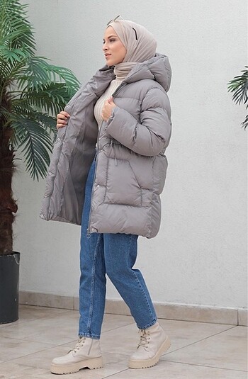 Diğer Gri Oversize Mont