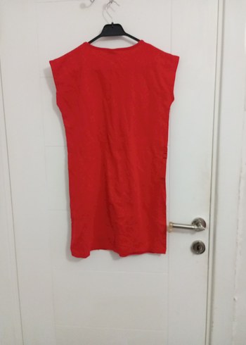 Kız Çocuk Kırmızı Baskılı Kolsuz Elbise - Görsel 6