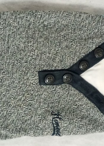 Gri Erkek Çocuk Düğmeli Uzun Kollu kazak - Görsel 3