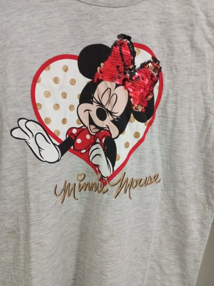 Kız Çocuk Gri Uzun Kollu Minnie Mouse Tişört - Görsel 2