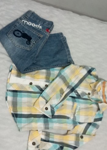 Kot Pantolon ve uzun kollu ekose gömlek takım erkek çocuk - Görsel 7