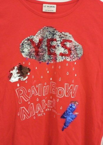 Kız Çocuk Kırmızı Uzun Kollu Payetli Tişört - Görsel 5