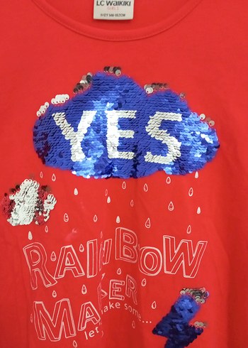 Kız Çocuk Kırmızı Uzun Kollu Payetli Tişört - Görsel 4