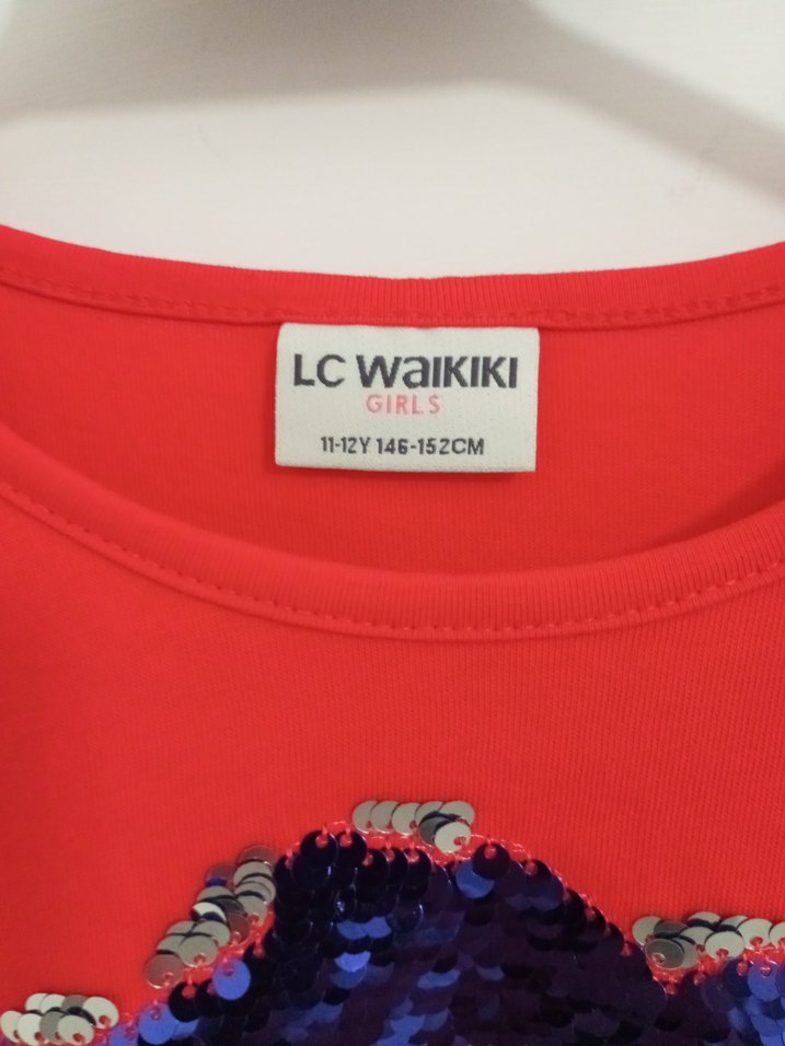 Kız Çocuk Kırmızı Uzun Kollu Payetli Tişört - Görsel 3