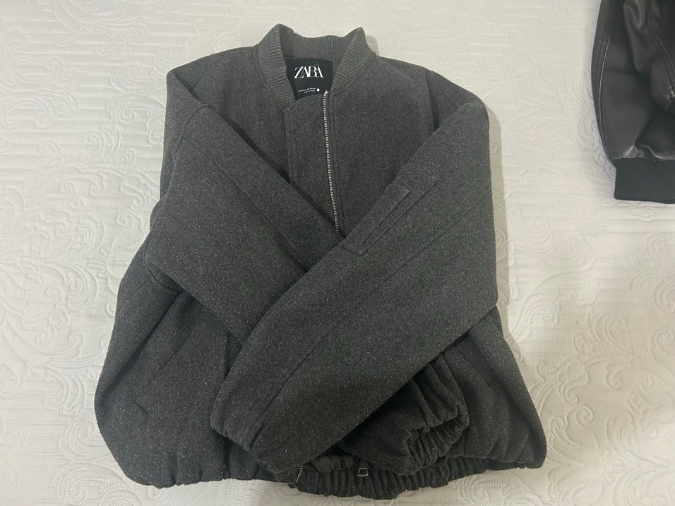 Zara Gri Fermuarlı Kadın Bomber Ceket - Görsel 3