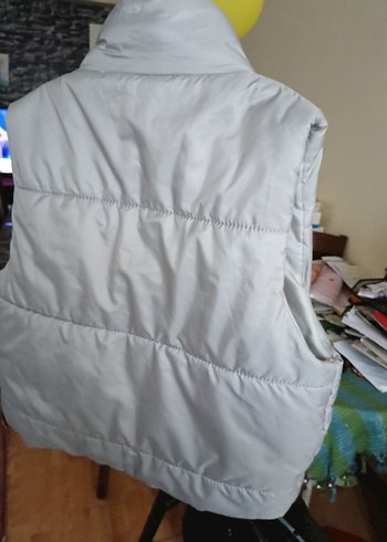 Fermuarlı Gri Yüksek Yakalı Kadın Yelek - Görsel 2