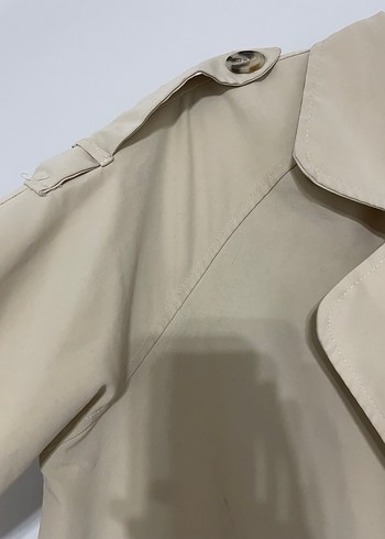 Bej Uzun Keten Kadın Trençkot - Görsel 4