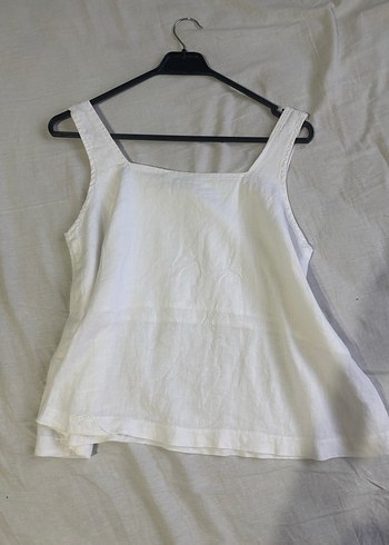 Beyaz Keten Bohem Salaş Kadın Atlet - Görsel 2