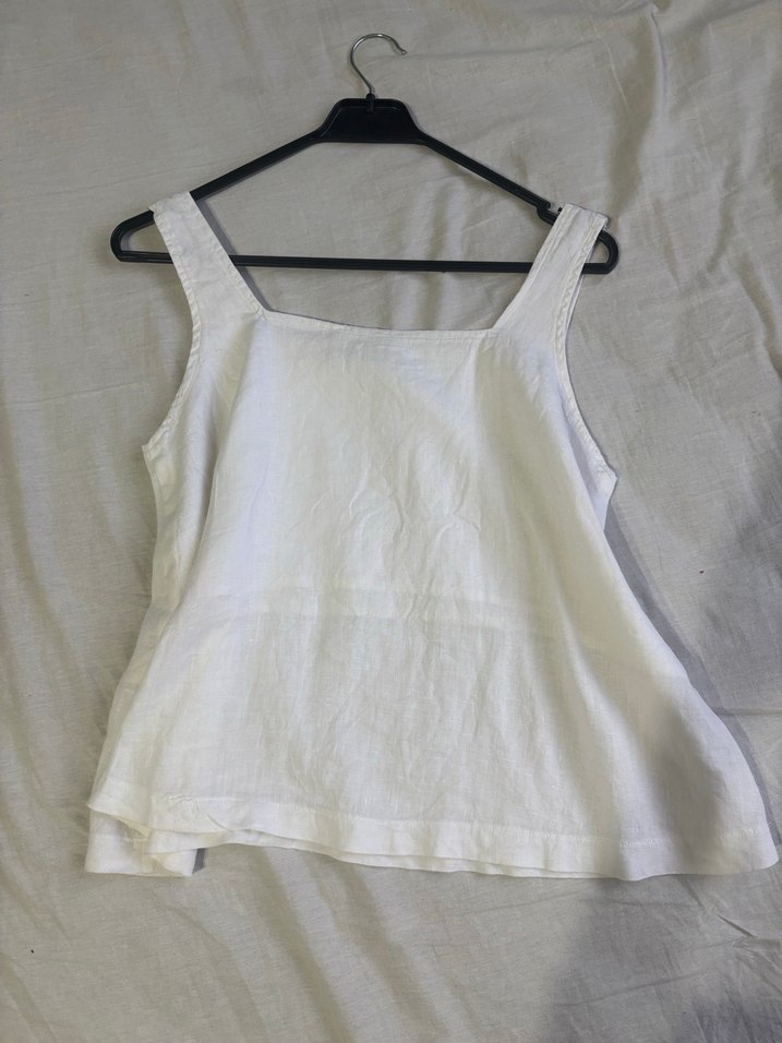 Beyaz Keten Bohem Salaş Kadın Atlet - Görsel 2