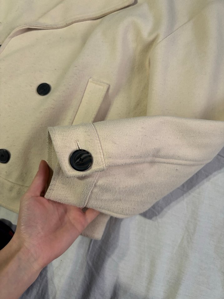 Düğmeli Beyaz Midi Kadın Kaban - Görsel 4