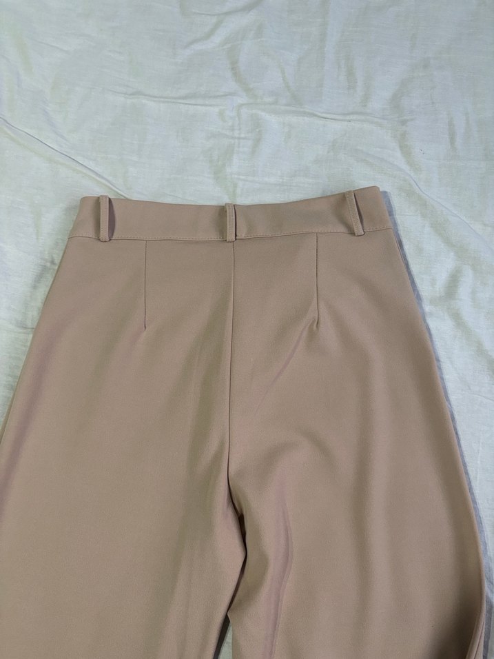 Bej Kadın Kumaş Pantolon Midi Boy - Görsel 3