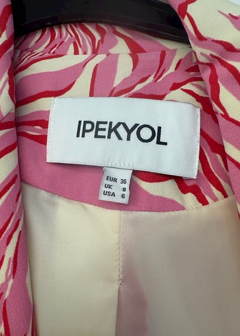 IPEKYOL Pembe Desenli Uzun Kadın Blazer - Görsel 2