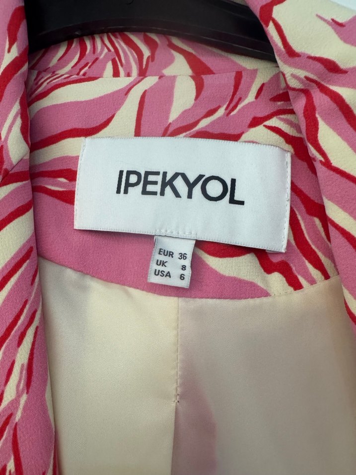 IPEKYOL Pembe Desenli Uzun Kadın Blazer - Görsel 2