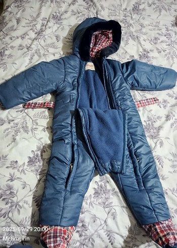 Mavi Fermuarlı Bebek Erkek Kış Tulumu - Görsel 2