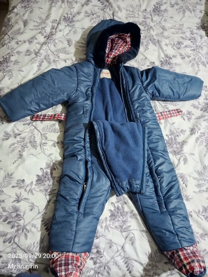 Mavi Fermuarlı Bebek Erkek Kış Tulumu - Görsel 2