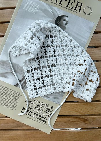 Armine Beyaz Dantel Bohem Kadın bandana
