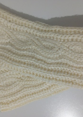 Beyaz Örgü Bohem Kadın Eldiveni - Görsel 3