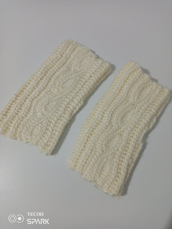 Beyaz Örgü Bohem Kadın Eldiveni - Görsel 5