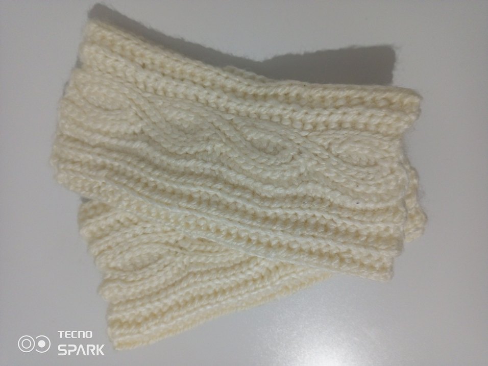 Beyaz Örgü Bohem Kadın Eldiveni - Görsel 3