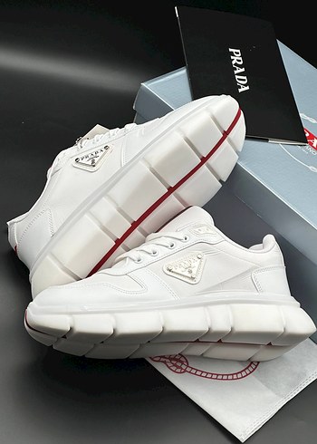 44 Beden Beyaz Erkek Sneakers Prada Spor Ayakkabı