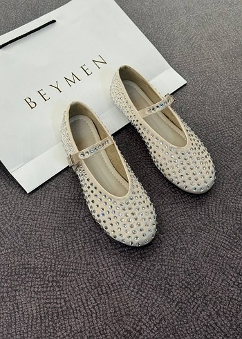 Beymen Beyaz Payetli Rubber Babet