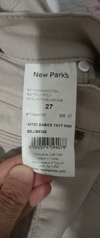 27 Beden ten rengi Renk New Parks Bej Tayt Pantolon