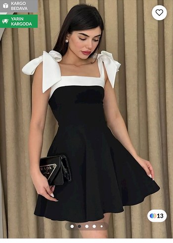 Siyah Beyaz Mini Straplez Elbise