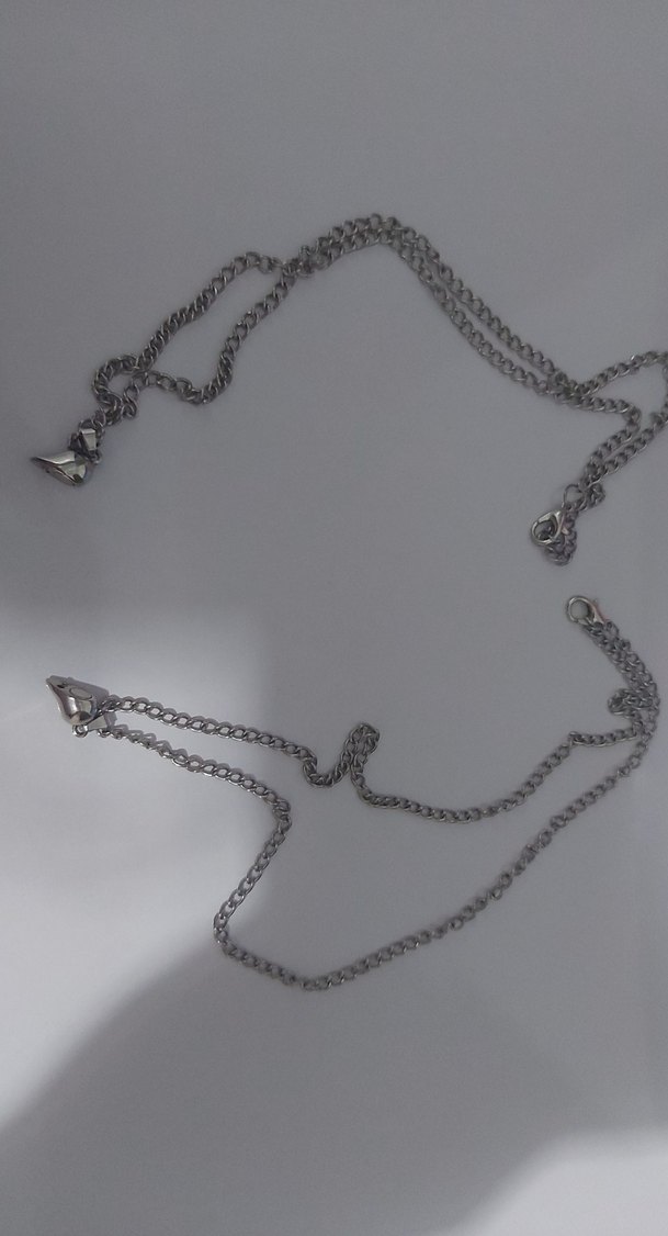 Gri Zincir Detaylı Midi Gotik Kolye - Görsel 2
