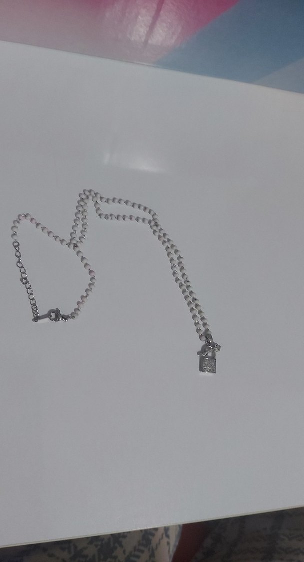 Gri Zincir Detaylı Uzun Kadın Kolye - Görsel 3