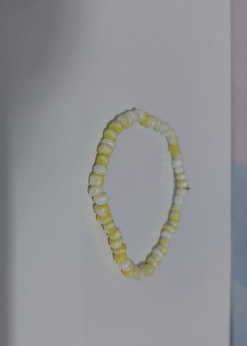 Sarı Beyaz Boncuklu Minimalist Bileklik - Görsel 2