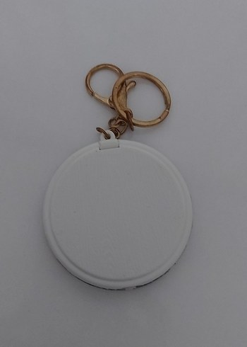 Beyaz Parlak Paris temalı Makyaj Aynası Anahtarlık - Görsel 3