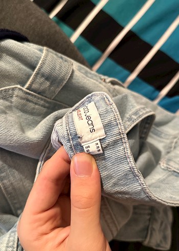 Gri Mavi Bol Kesim Midi Kot Pantolon - Görsel 3